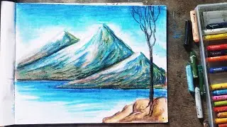 oil pastel scenery | nature painting  #ytshorts #trending