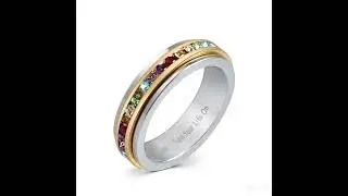 Fidget Ring, Spinner Ring, Anxiety Ring with Swarovski Birthstone
