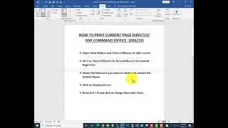 Print #Current Page #MS Word # Single Command || ITECH@AAB