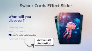 Swiper Cards Effect Slider with Active List Animation 