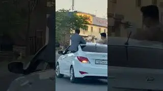 На улице в мкр Восток сняли на видео кортеж выпускников