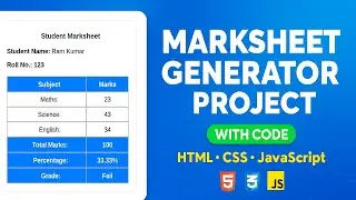 Marksheet Generator using HTML CSS JavaScript in Hindi | Certificate Generator Project | Source Code