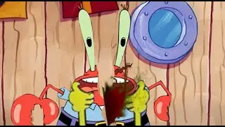 Spongebob ripped Mr.Krabs in half
