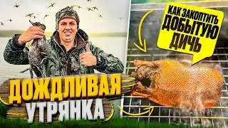 Удачная ОХОТА НА УТКУ. Охота в дождь и КАК ЗАКОПТИТЬ ГУСЯ.