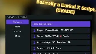 Darkai X || EVADE Script. || Hydrogen, Arceus X, Fluxus, etc.