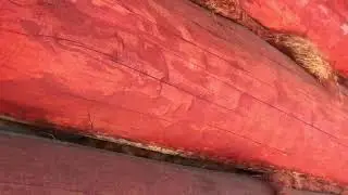 Очистка брусового дома пескоструем