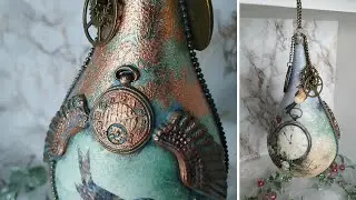 Winter Teardrop Bauble🎇 #christmas #decoupage #mixedmedia #homemade #steampunk