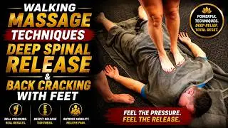 *WALKING ON THE BACK AND HANDS* Stronger pressure to a massage. Back cracking using your feet.