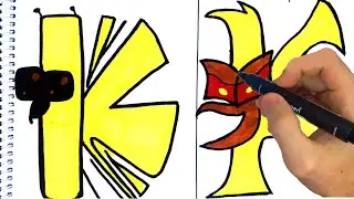 How to draw Alphabet Lore easily |  Original and Nightmare |  Draw letters easily |  Draw K