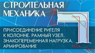 Присоединение ригеля к колонне. Рамный узел. Знакопеременная нагрузка. Армирование