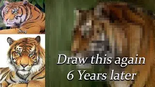 Drawing this tiger again after 6 years of practice with my color pencils