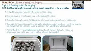 SWAMP FIELD METHODS MODULE 6 - SAMPLE HANDLING & SHIPPING