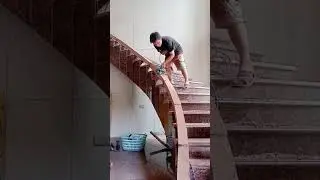 Curved stair handrail polishing process