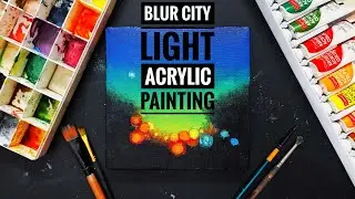 Easy acrylic blurry road painting | Dreamy lights acrylic Step-by-Step painting for Beginners.