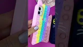 Чехол антистресс Поп ит с ушками для Apple iPhone / Чехол игрушка попыт (Pop it) Симпл Димпл пупырка