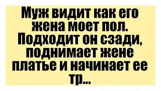Муж видит как его жена моет пол. - Смешные анекдоты