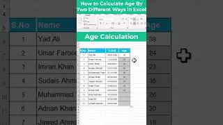 How to Calculate Age in Ms Excel | How to Find Age from Date of Birth in Ms Excel  #shortsfeed