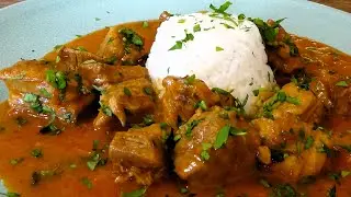Wine Kebab with White Rice Garnish. Tender Pork Meat with Wine Sauce. I love this recipe!