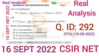 Csir Net September 2022 Real Analysis Solution | Question ID 292 | June 2022 Session | By PMA