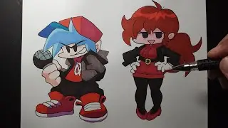 How to draw Boyfriend and Girlfriend step by step cách vẽ Friday Night Funkin