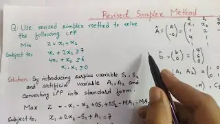 Revised Simplex Method | Standard Form 2 | Linear Programming Problem | Operation Research | Hindi