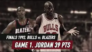 NBA Finals 1992. Bulls vs Blazers Game 1 Highlights. Jordan 39 pts, Famous shrug HD