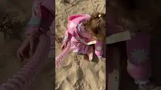 Kira at the beach yesterday #love sensory play