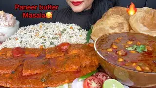 ASMR EATING SPICY CHOLE BATURE,FRIED RICE,PANEER BUTTER MASALA,DAHI VADA