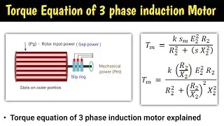 torque equation of 3 phase induction motor | torque equation | in hindi |three phase induction motor