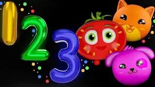 FUNKY FRUITS with the Numbers + More Sensory Videos 🍎🍊🍋‍🍏🍇  Animation and Dance Party