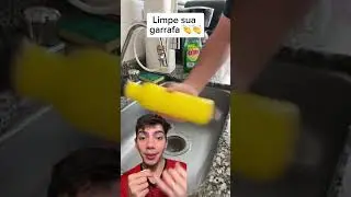 Como limpar garrafas sujas?  veja o resultado! 🍚🧽  #Dicas #Limpeza #Garrafa #Truques #casa