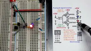 MOSFET push pull signal inverter using N and P channel enhancement schematic diagram by electronzap