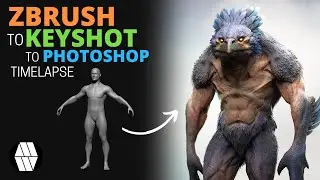 ZBrush to Keyshot to Photoshop Timelapse - 'Bird-Man' Concept