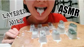 FROZEN LAYERED MILK - Ice Eating ASMR - | Soft Crunches | *No Talking* - Satisfying