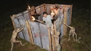 Spending 24 hours in real survival camp challenge 😰
