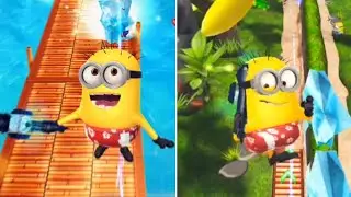 Surfer Minion Freeze Ray Gameplay at Minion Beach & The Volcano | Despicable Me: Minion Rush