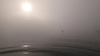 Туман. Подводная охота в Черном море. Осень.