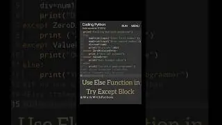 Use Else In Try Except Block #shorts #youtubeshorts #python #shortsfeed