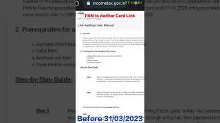 Pan to Aadhar Card Link 2023 It's Mandatory ✅ #panaadharlink #2023 #shorts