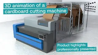 3D animation video of a cardboard cutting machine