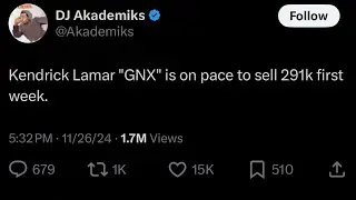 Kendrick Lamar’s GNX album flops in sales compared to Drake’s For All The Dogs album