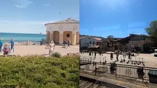 Феодосия Май 2022...обзорный двухсторонний вид с прибывающего поезда...