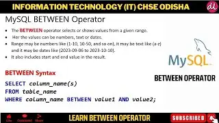 MySQL Between Operator | Between Operator in SQL | Between Operator