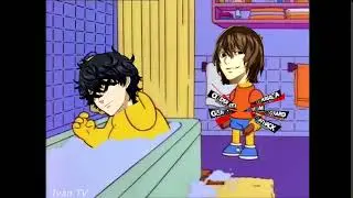 Bart hits Homer with a Chair but its with Joker and Akechi