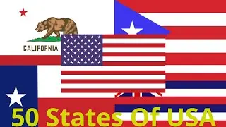 50 States and Territories Of U.S.A Flag Animation...
