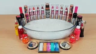 Mixing Makeup into Clear Slime - LIPSTICKS AND GLITTER  Most Satisfying Slime! Relaxing Slime
