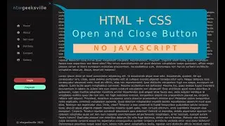 HTML CSS - Simple Sidebar Open and Close Button with CSS only