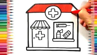 Hospital Drawing Easy With Color 🏥 | Hospital Drawing | How to draw Hospital Building For kids