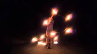 Laura Goetz with two fire hoops