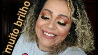 Maquiagem DOURADA com muito BRILHO
